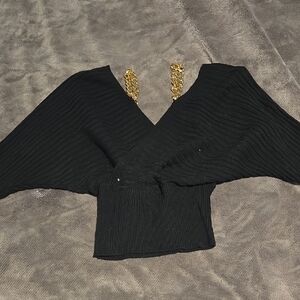 Black Ribbed Women's Blouse